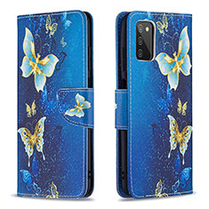 Coque Portefeuille Motif Fantaisie Livre Cuir Etui Clapet B03F pour Samsung Galaxy A03s Bleu Ciel