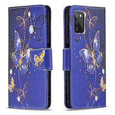 Coque Portefeuille Motif Fantaisie Livre Cuir Etui Clapet B03F pour Samsung Galaxy A03s Bleu Royal