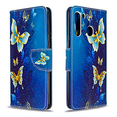 Coque Portefeuille Motif Fantaisie Livre Cuir Etui Clapet B03F pour Samsung Galaxy A21 Bleu Ciel
