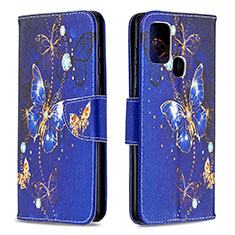 Coque Portefeuille Motif Fantaisie Livre Cuir Etui Clapet B03F pour Samsung Galaxy A21s Bleu Royal