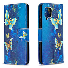 Coque Portefeuille Motif Fantaisie Livre Cuir Etui Clapet B03F pour Samsung Galaxy A42 5G Bleu Ciel