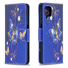 Coque Portefeuille Motif Fantaisie Livre Cuir Etui Clapet B03F pour Samsung Galaxy M12 Bleu Royal