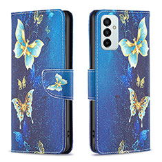 Coque Portefeuille Motif Fantaisie Livre Cuir Etui Clapet B03F pour Samsung Galaxy M23 5G Bleu Ciel