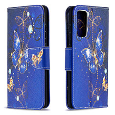 Coque Portefeuille Motif Fantaisie Livre Cuir Etui Clapet B03F pour Samsung Galaxy S20 FE 4G Bleu Royal
