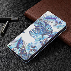 Coque Portefeuille Motif Fantaisie Livre Cuir Etui Clapet B03F pour Samsung Galaxy S21 5G Bleu