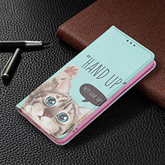 Coque Portefeuille Motif Fantaisie Livre Cuir Etui Clapet B03F pour Samsung Galaxy S24 5G Cyan