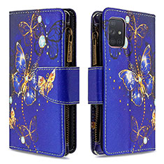 Coque Portefeuille Motif Fantaisie Livre Cuir Etui Clapet B04F pour Samsung Galaxy A71 5G Bleu Royal