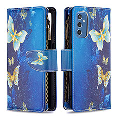 Coque Portefeuille Motif Fantaisie Livre Cuir Etui Clapet B04F pour Samsung Galaxy M52 5G Bleu