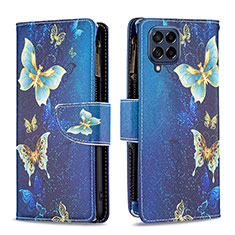 Coque Portefeuille Motif Fantaisie Livre Cuir Etui Clapet B04F pour Samsung Galaxy M53 5G Bleu