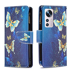 Coque Portefeuille Motif Fantaisie Livre Cuir Etui Clapet B04F pour Xiaomi Mi 12 5G Bleu