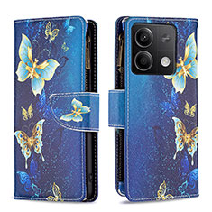 Coque Portefeuille Motif Fantaisie Livre Cuir Etui Clapet B04F pour Xiaomi Redmi Note 13 5G Bleu