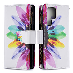 Coque Portefeuille Motif Fantaisie Livre Cuir Etui Clapet B05F pour Samsung Galaxy S21 Ultra 5G Colorful