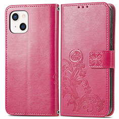 Coque Portefeuille Motif Fantaisie Livre Cuir Etui Clapet H03 pour Apple iPhone 14 Rose Rouge