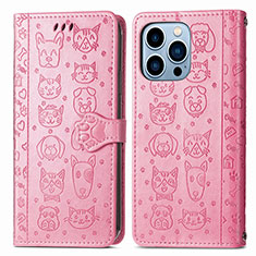 Coque Portefeuille Motif Fantaisie Livre Cuir Etui Clapet H12 pour Apple iPhone 13 Pro Rose