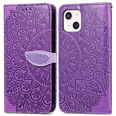 Coque Portefeuille Motif Fantaisie Livre Cuir Etui Clapet H13 pour Apple iPhone 14 Plus Violet
