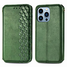 Coque Portefeuille Motif Fantaisie Livre Cuir Etui Clapet H15 pour Apple iPhone 15 Pro Vert