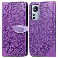 Coque Portefeuille Motif Fantaisie Livre Cuir Etui Clapet L02 pour Xiaomi Mi 12 5G Violet