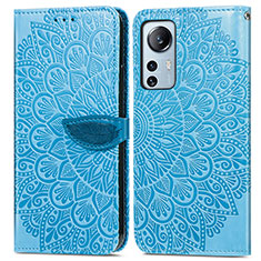 Coque Portefeuille Motif Fantaisie Livre Cuir Etui Clapet L02 pour Xiaomi Mi 12S 5G Bleu Ciel