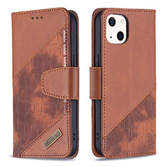 Coque Portefeuille Motif Fantaisie Livre Cuir Etui Clapet L05 pour Apple iPhone 14 Marron