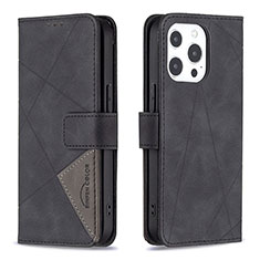 Coque Portefeuille Motif Fantaisie Livre Cuir Etui Clapet L06 pour Apple iPhone 15 Pro Noir