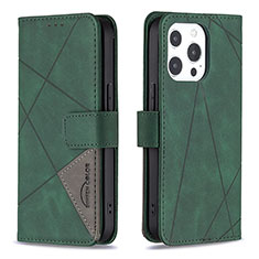 Coque Portefeuille Motif Fantaisie Livre Cuir Etui Clapet L06 pour Apple iPhone 15 Pro Vert