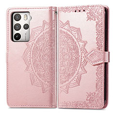 Coque Portefeuille Motif Fantaisie Livre Cuir Etui Clapet pour HTC U23 5G Or Rose