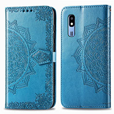 Coque Portefeuille Motif Fantaisie Livre Cuir Etui Clapet pour Samsung Galaxy A2 Core A260F A260G Bleu
