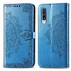 Coque Portefeuille Motif Fantaisie Livre Cuir Etui Clapet pour Samsung Galaxy A30S Bleu