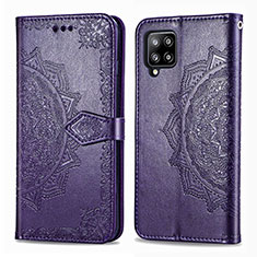 Coque Portefeuille Motif Fantaisie Livre Cuir Etui Clapet pour Samsung Galaxy A42 5G Violet