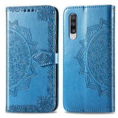 Coque Portefeuille Motif Fantaisie Livre Cuir Etui Clapet pour Samsung Galaxy A70 Bleu