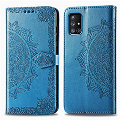 Coque Portefeuille Motif Fantaisie Livre Cuir Etui Clapet pour Samsung Galaxy A71 5G Bleu