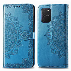 Coque Portefeuille Motif Fantaisie Livre Cuir Etui Clapet pour Samsung Galaxy A91 Bleu