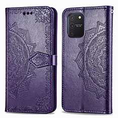 Coque Portefeuille Motif Fantaisie Livre Cuir Etui Clapet pour Samsung Galaxy A91 Violet