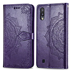 Coque Portefeuille Motif Fantaisie Livre Cuir Etui Clapet pour Samsung Galaxy M10 Violet