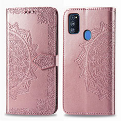 Coque Portefeuille Motif Fantaisie Livre Cuir Etui Clapet pour Samsung Galaxy M21 Or Rose