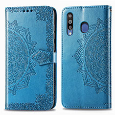 Coque Portefeuille Motif Fantaisie Livre Cuir Etui Clapet pour Samsung Galaxy M30 Bleu