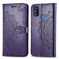 Coque Portefeuille Motif Fantaisie Livre Cuir Etui Clapet pour Samsung Galaxy M30s Violet