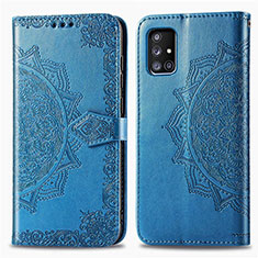 Coque Portefeuille Motif Fantaisie Livre Cuir Etui Clapet pour Samsung Galaxy M40S Bleu
