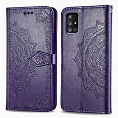 Coque Portefeuille Motif Fantaisie Livre Cuir Etui Clapet pour Samsung Galaxy M40S Violet