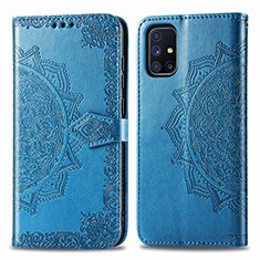 Coque Portefeuille Motif Fantaisie Livre Cuir Etui Clapet pour Samsung Galaxy M51 Bleu