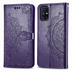Coque Portefeuille Motif Fantaisie Livre Cuir Etui Clapet pour Samsung Galaxy M51 Violet