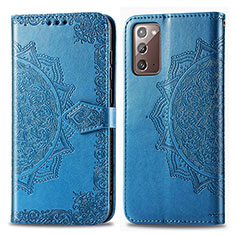 Coque Portefeuille Motif Fantaisie Livre Cuir Etui Clapet pour Samsung Galaxy Note 20 5G Bleu