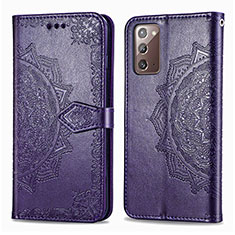 Coque Portefeuille Motif Fantaisie Livre Cuir Etui Clapet pour Samsung Galaxy Note 20 5G Violet