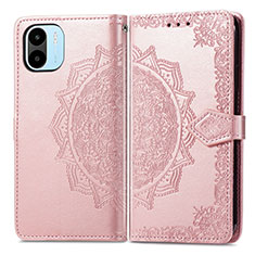 Coque Portefeuille Motif Fantaisie Livre Cuir Etui Clapet pour Xiaomi Redmi A2 Plus Or Rose