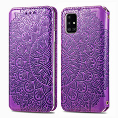 Coque Portefeuille Motif Fantaisie Livre Cuir Etui Clapet S01D pour Samsung Galaxy A51 4G Violet