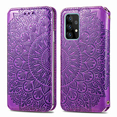 Coque Portefeuille Motif Fantaisie Livre Cuir Etui Clapet S01D pour Samsung Galaxy A72 5G Violet