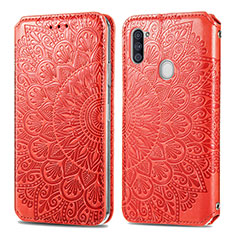 Coque Portefeuille Motif Fantaisie Livre Cuir Etui Clapet S01D pour Samsung Galaxy M11 Rouge