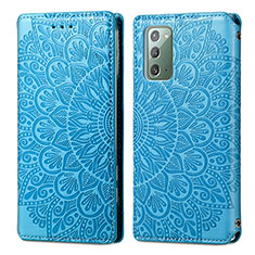 Coque Portefeuille Motif Fantaisie Livre Cuir Etui Clapet S01D pour Samsung Galaxy Note 20 5G Bleu