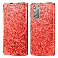 Coque Portefeuille Motif Fantaisie Livre Cuir Etui Clapet S01D pour Samsung Galaxy Note 20 5G Rouge