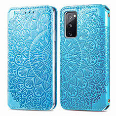 Coque Portefeuille Motif Fantaisie Livre Cuir Etui Clapet S01D pour Samsung Galaxy S20 FE 4G Bleu